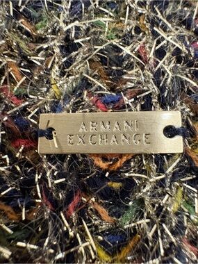 NWT Armani Exchange Metallic Lurex Knit Cropped Sweater Multi-Color Gold XS